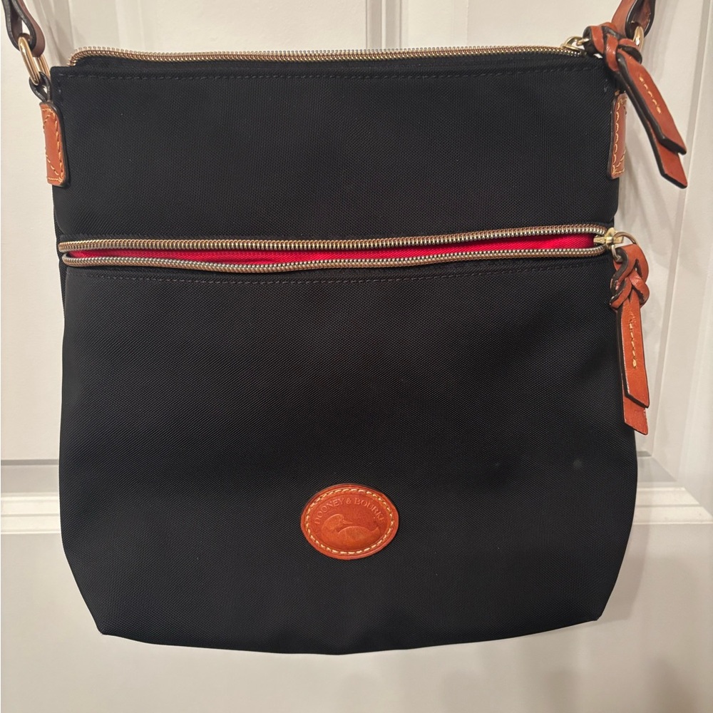 Dooney & Bourke Black and Brown Crossbody Bag with Leather Accents